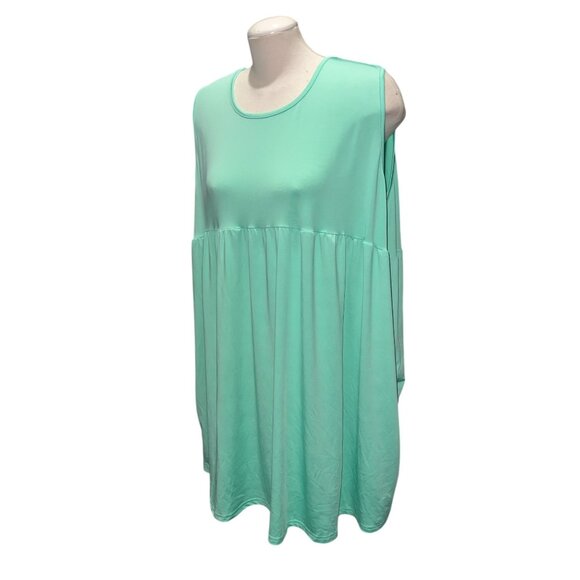 Sleeveless Mint Green Loose-Fit Tunic Dress With Pockets For Women Sz 2XL-3XL - Picture 1 of 9